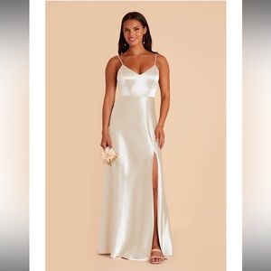 Birdy Grey Shiny Satin White Maxi Dress